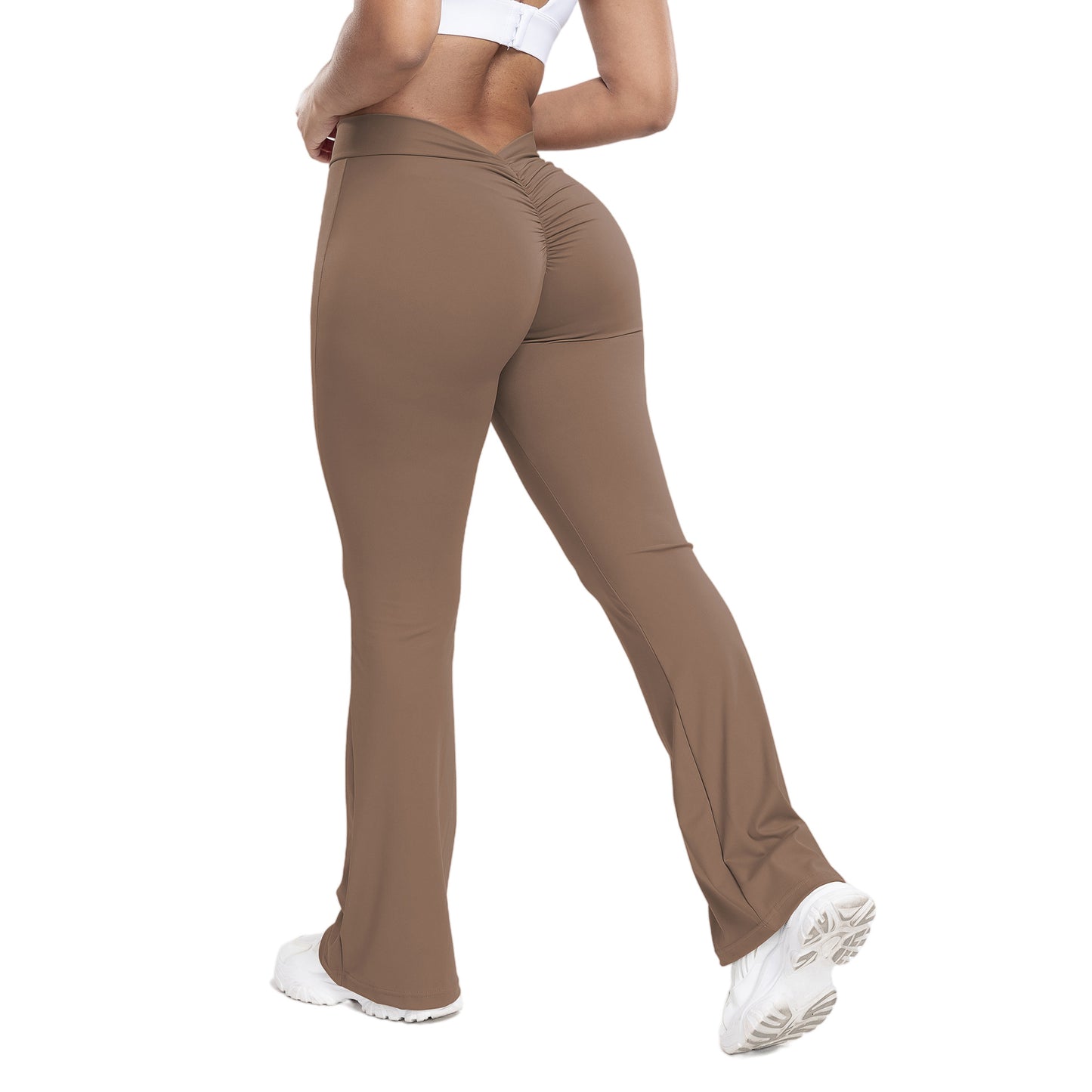 Peach trumpet pants for women, yoga high waisted and hip lifting tight pants, wide leg fitness pants for women